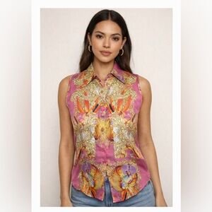 NWT Naven   Pink and Gold Patterned Sleeveless Blouse size medium